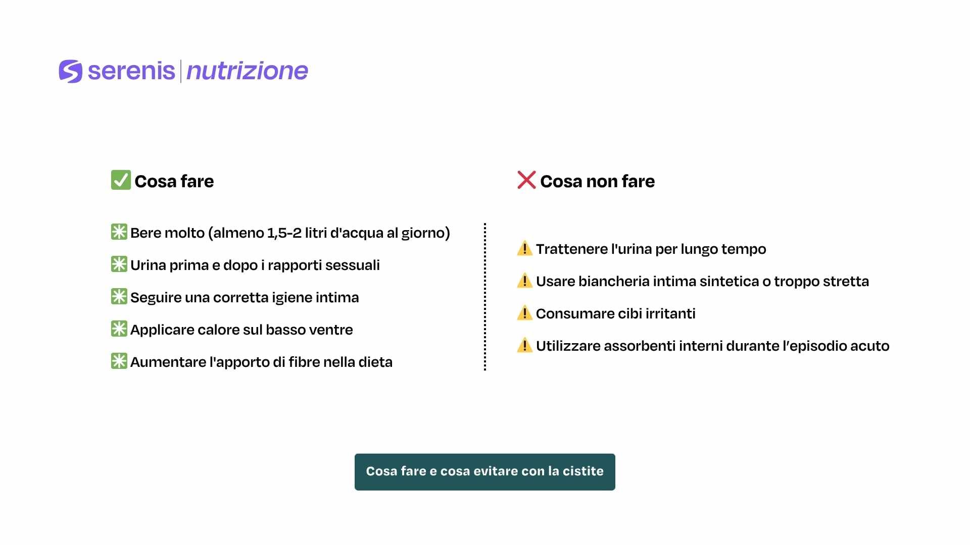 Cosa fare e cosa evitare con la cistite