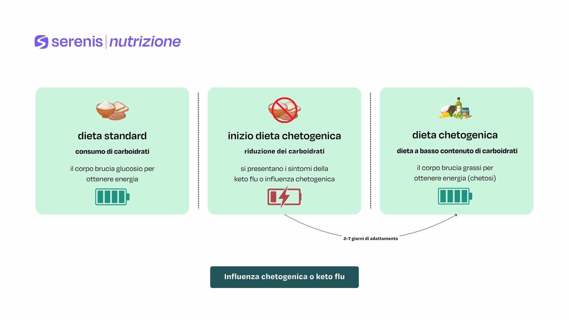 Infografica su influenza chetogenica o keto flu