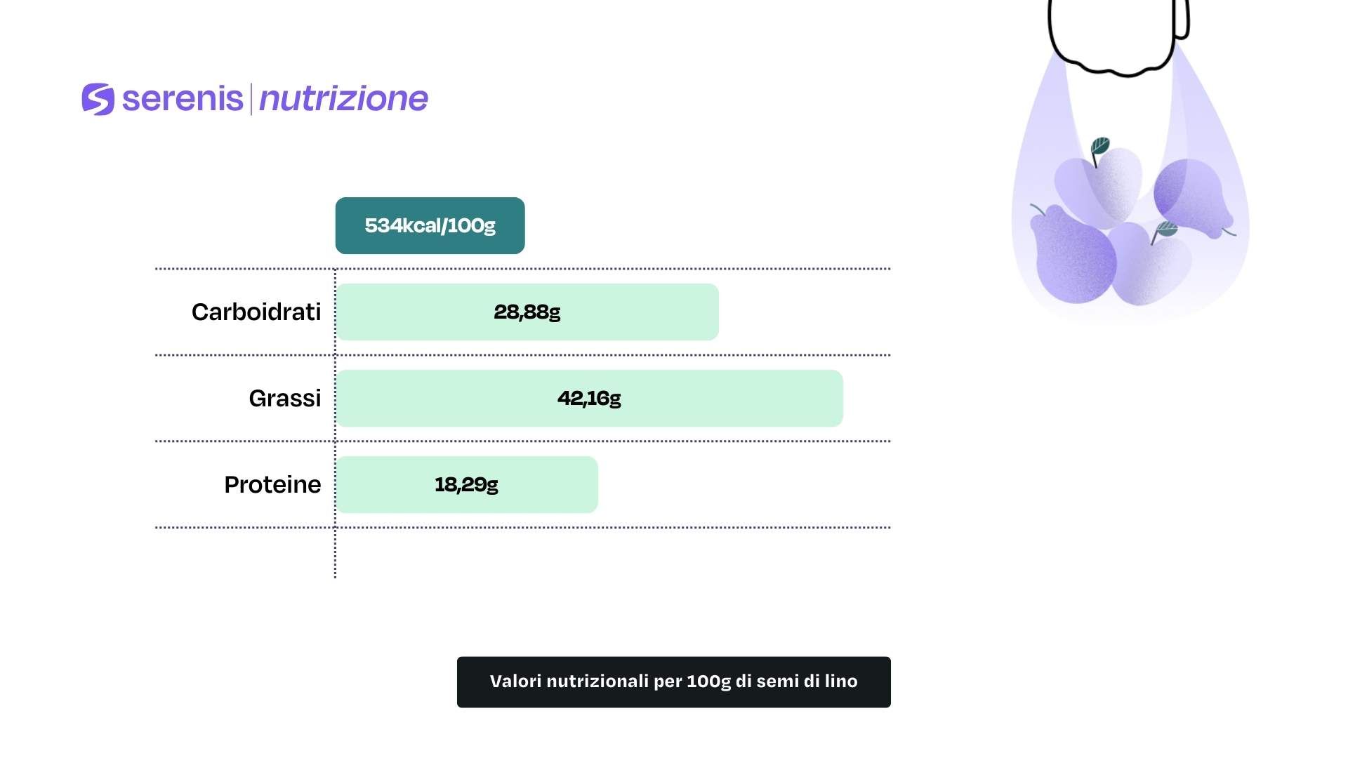Valori nutrizionali per 100g di semi di lino